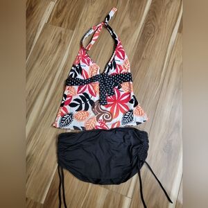 Liz Claiborne Tankini Top and Bisou Bisou Cinch Bottom Large